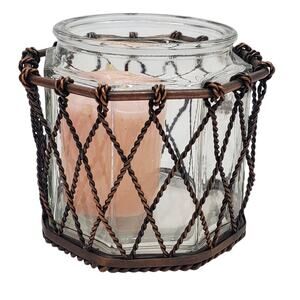 Candle Holder - Metal Basket and Glass Jar